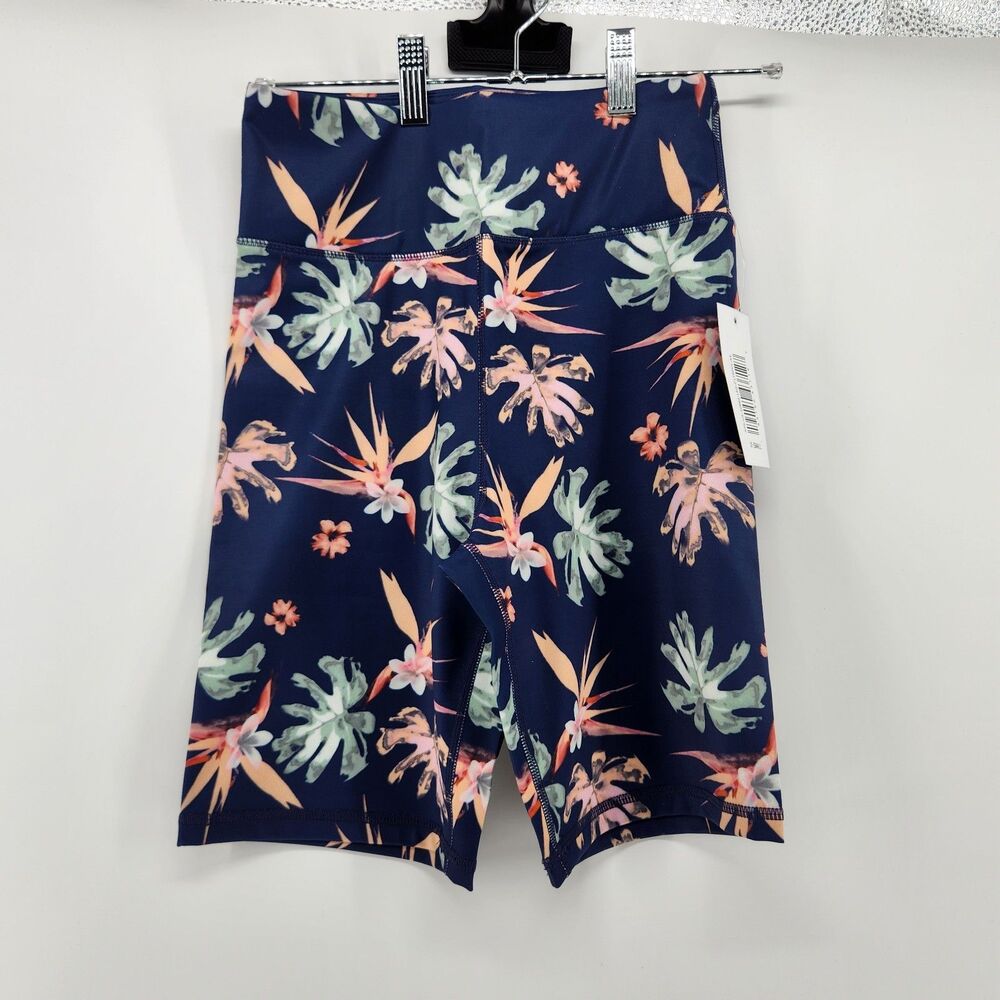 Walkpop Women's XS‎ Blue Floral Athletic Cora Cozy Biker Shorts NWT